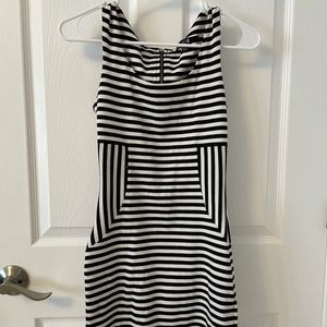 Striped black and white mini dress